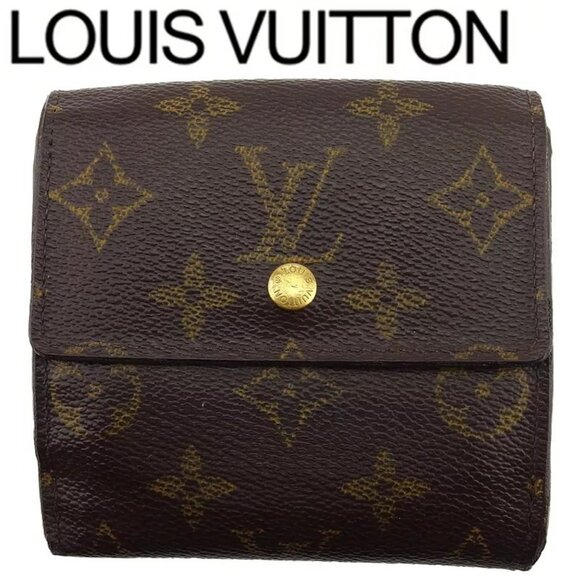 LOUIS VUITTON W Hook Wallet Monogram Beige Monogram Canvas Authentic Used - Picture 1 of 10